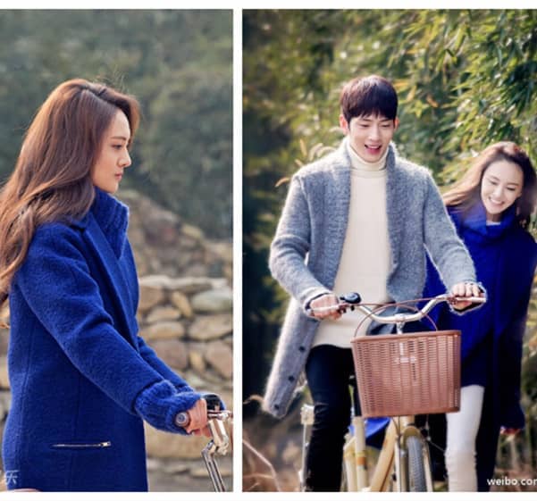 悲伤逆流成河郑爽明星同款宝蓝色羊毛大衣毛呢外套