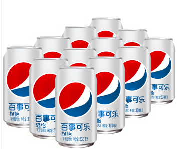 京东PLUS会员、限华南： Pepsi 百事可乐 轻怡 零卡路里 汽水碳酸饮料 330ml*12罐 24.61元
