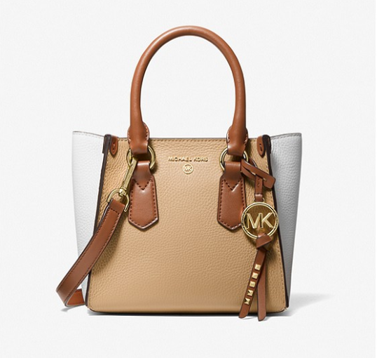 Michael Kors Kris 小号奶茶拼色手提包，35折$104