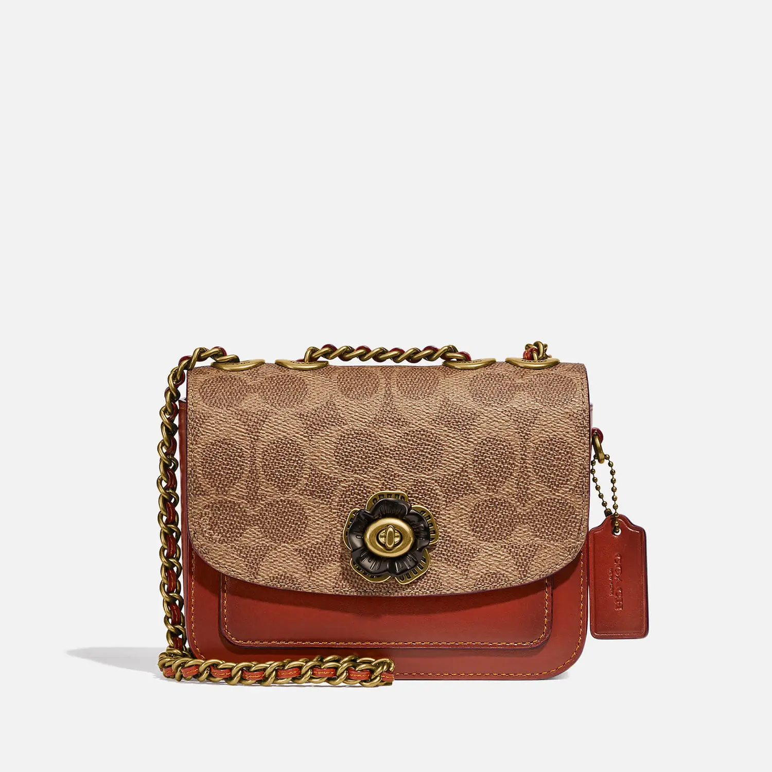 换码！Coach蔻驰Madison Signature棕拼复‮山古‬茶花。折后¥1397.5
