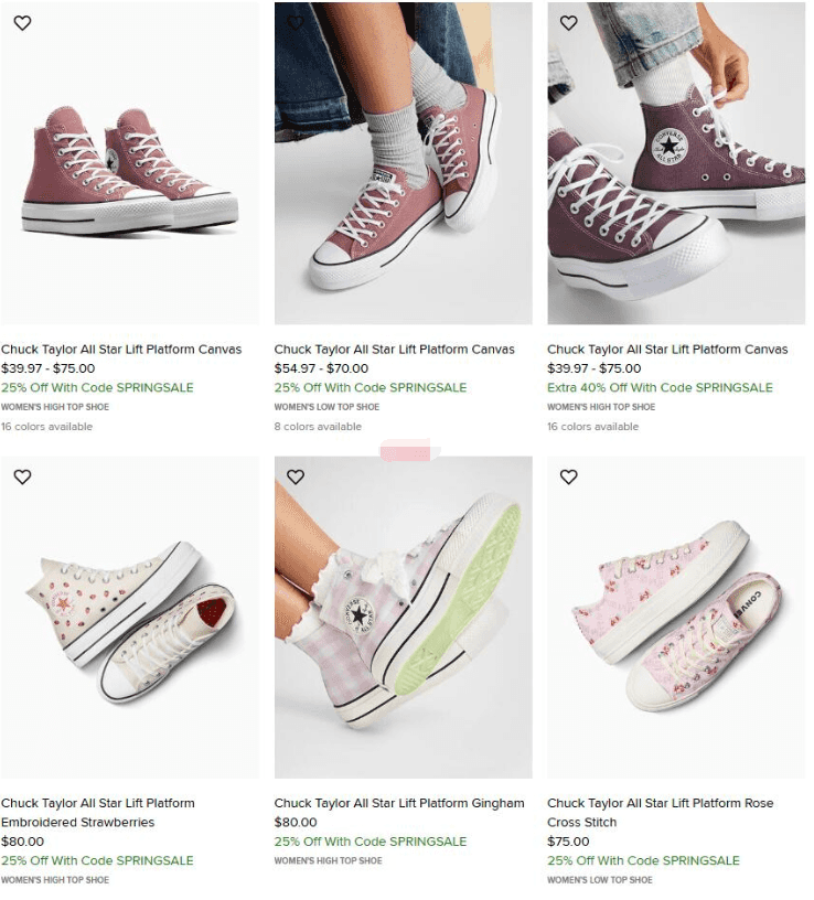 Converse 春季促销 精选款式7.5折，部分商品享额外6折