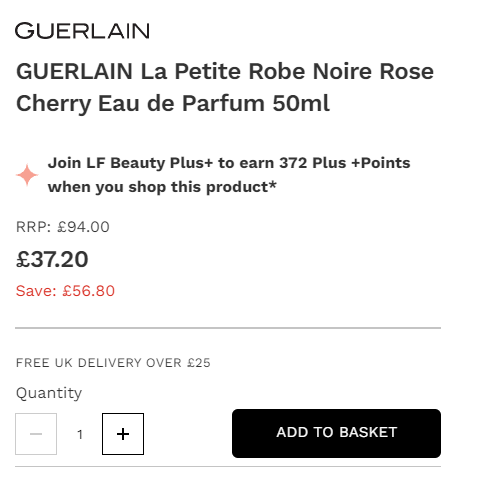 GUERLAIN 娇兰 小黑裙女士淡香水 EDP 50ml， 39折£37.2（约342元）