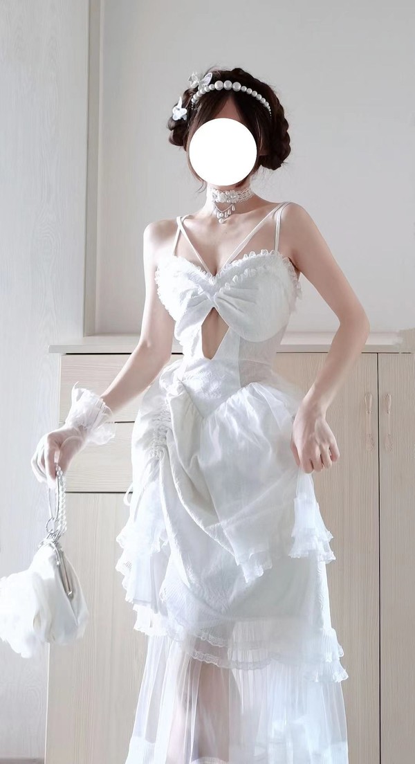 Yourhighness Lolita洛丽塔 昼与夜 不规则jsk连衣裙 白色，228元 包邮