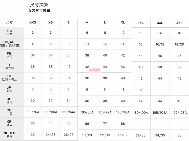 skims内衣尺码怎么选？skims内衣尺码对照表