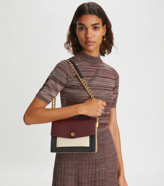 补货！ Tory Burch ROBINSON链条拼色风琴包， 5折$229