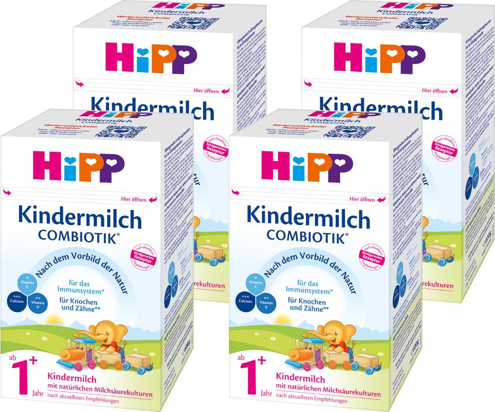 包邮！HiPP 喜宝 有机益生菌婴幼儿奶粉 1+段 600g*4盒装，含税实付€42.81（约￥325）可叠加新人首单9折