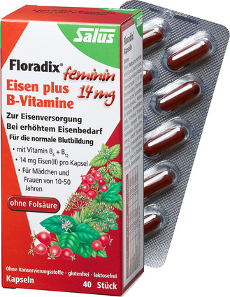 第二件半价！Salus Floradix莎露斯铁+维生素B胶囊 40粒凑单，到手约€13.85（约￥105）
