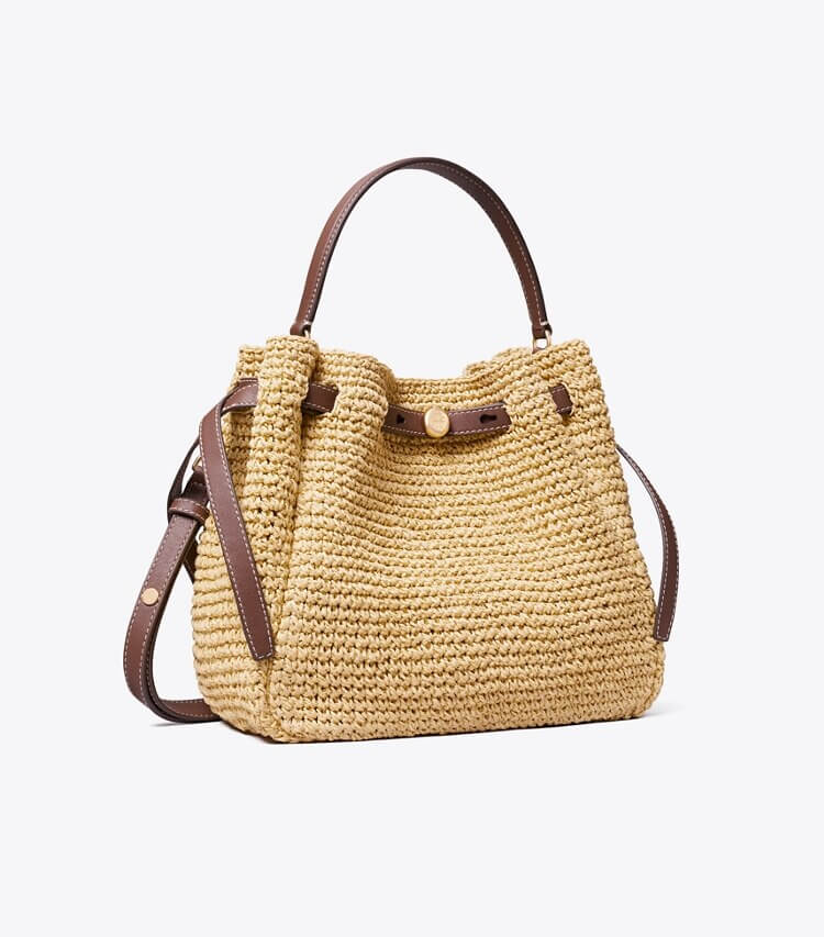 tory burch Romy Woven Bucket Bag Natural OS， $395